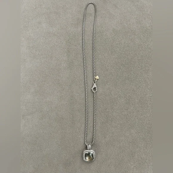 Authentic David Yurman Albion Prasiolite Pendant Sterling Silver - Picture 3 of 7